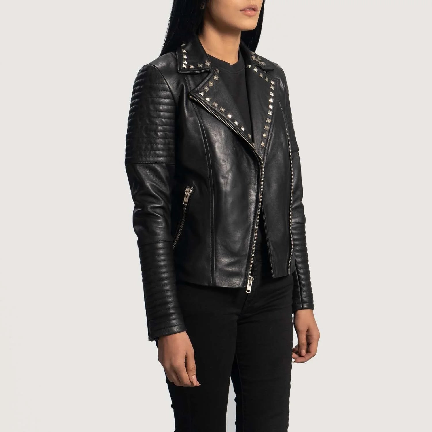 Sally Mae Studded Leather Biker Jacket