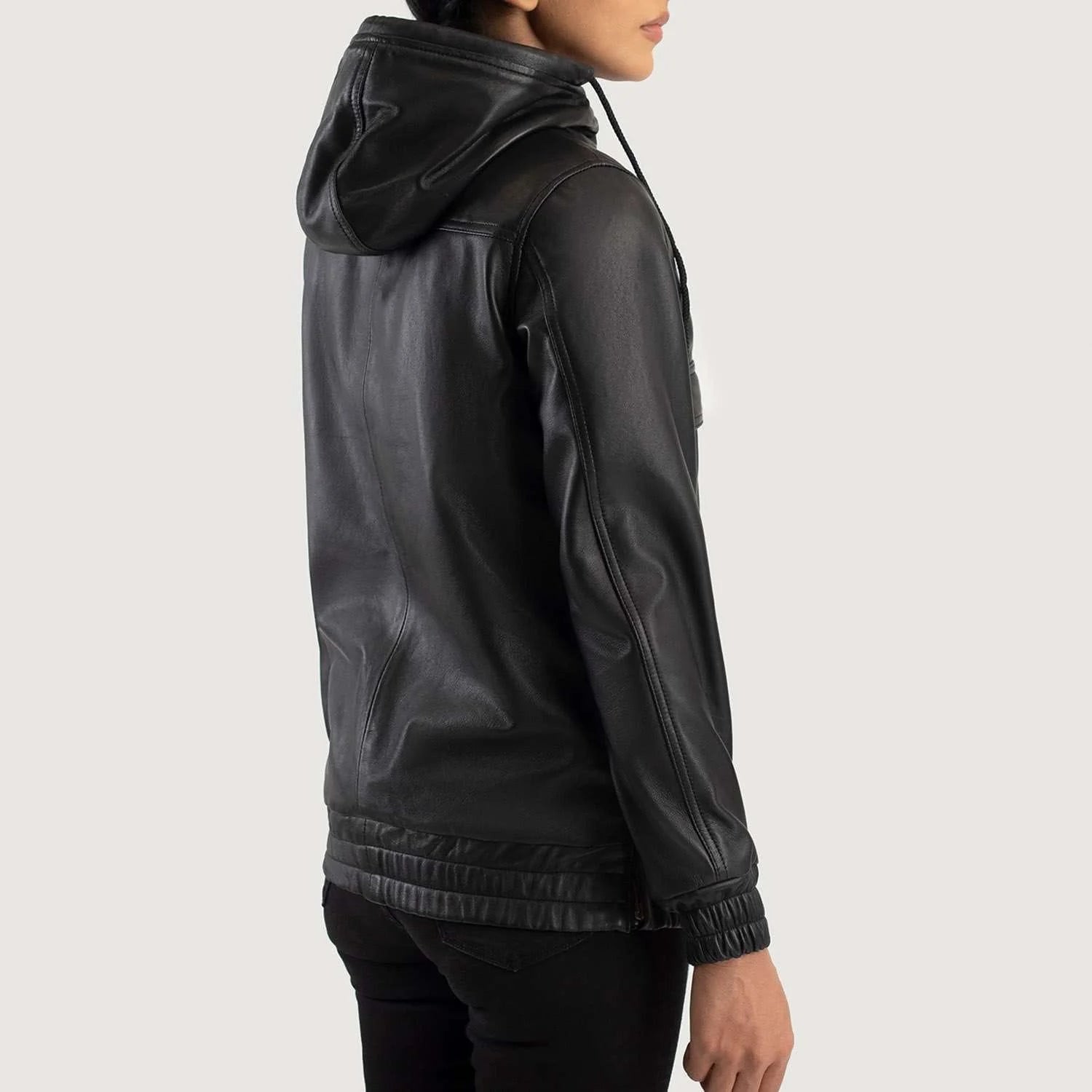Zest Hooded Leather Pullover Jacket