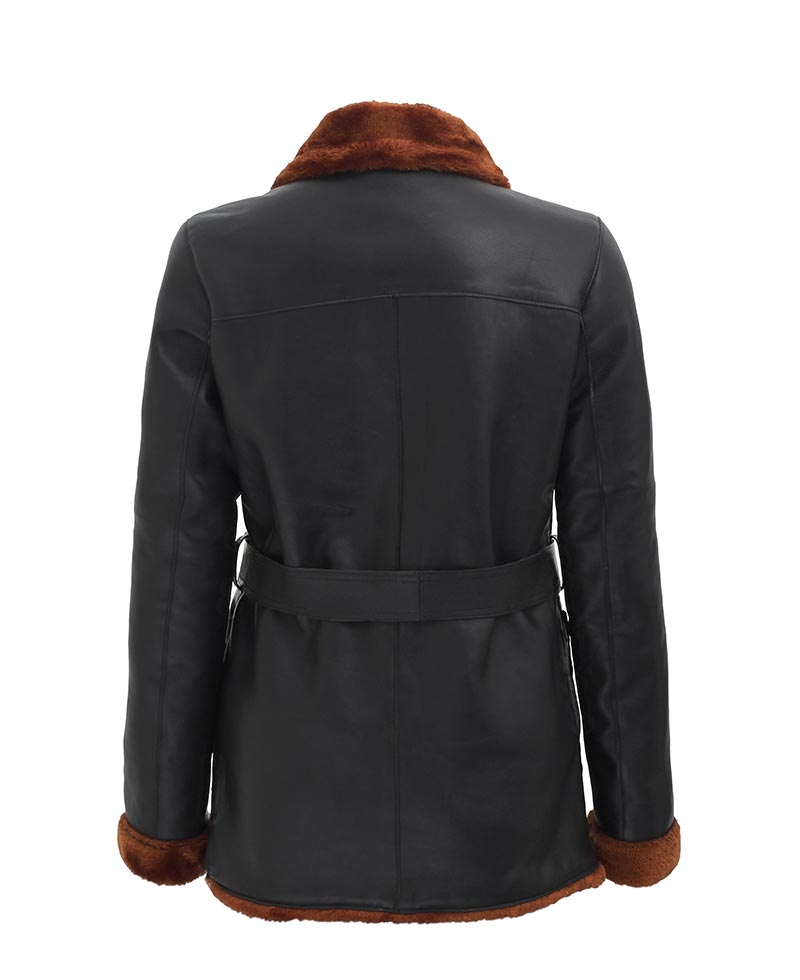 Women’s Cora Black Sheepskin Leather Coat