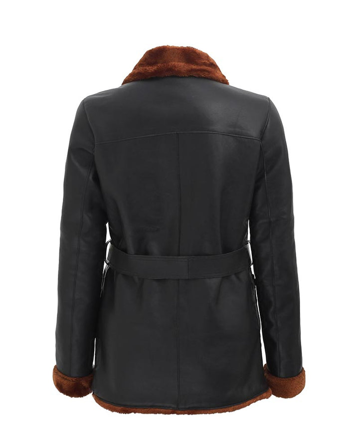 Women’s Cora Black Sheepskin Leather Coat