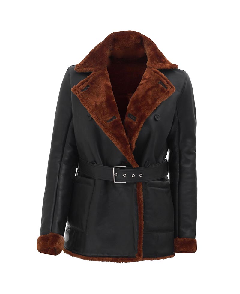Women’s Cora Black Sheepskin Leather Coat