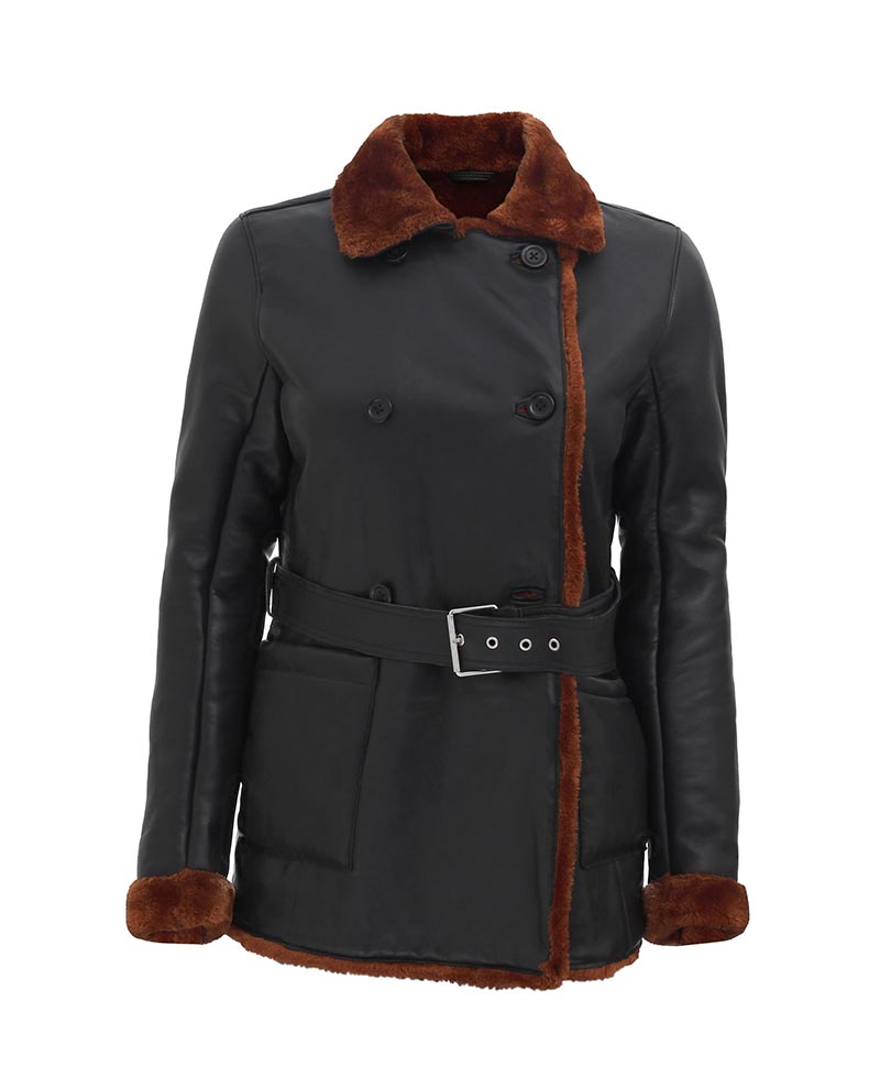 Women’s Cora Black Sheepskin Leather Coat