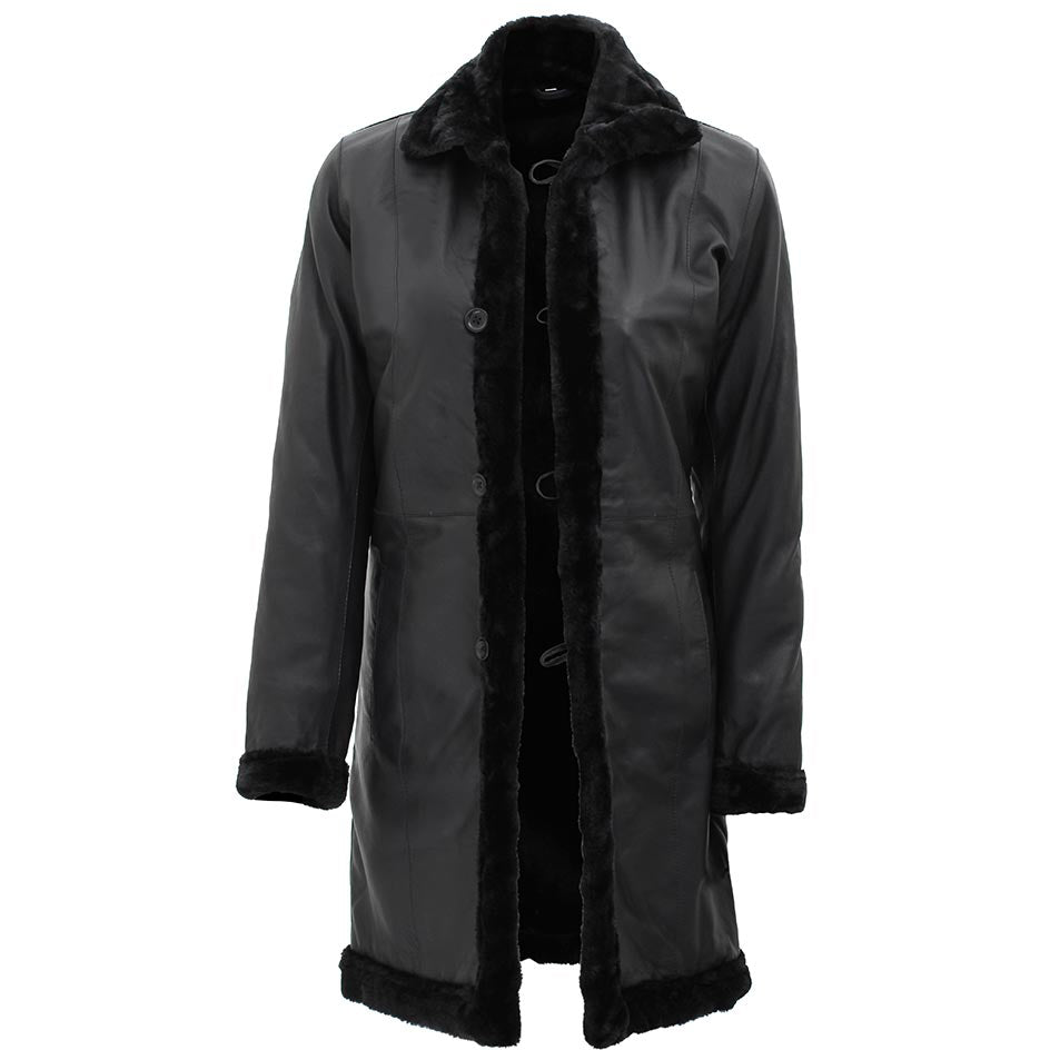 Women’s Vito Black Sheepskin Leather Coat