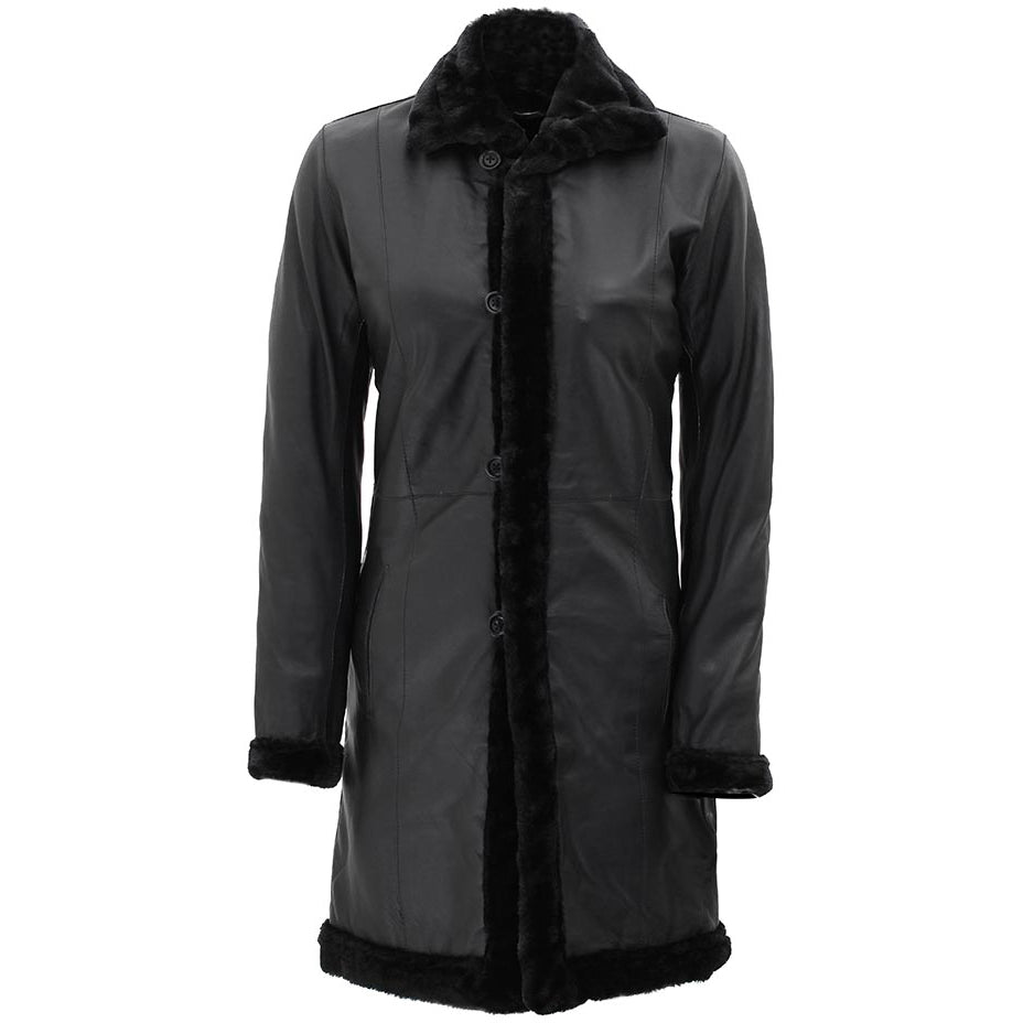 Women’s Vito Black Sheepskin Leather Coat