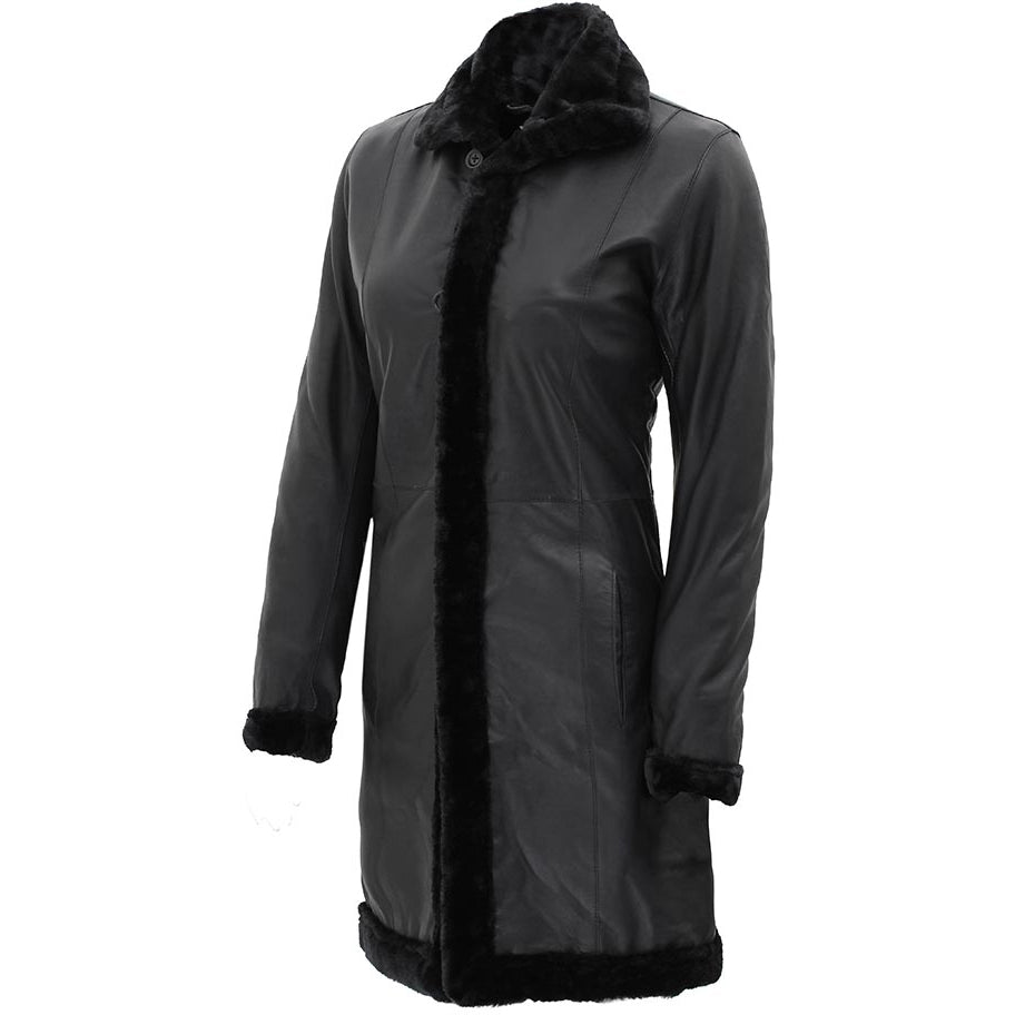 Women’s Vito Black Sheepskin Leather Coat