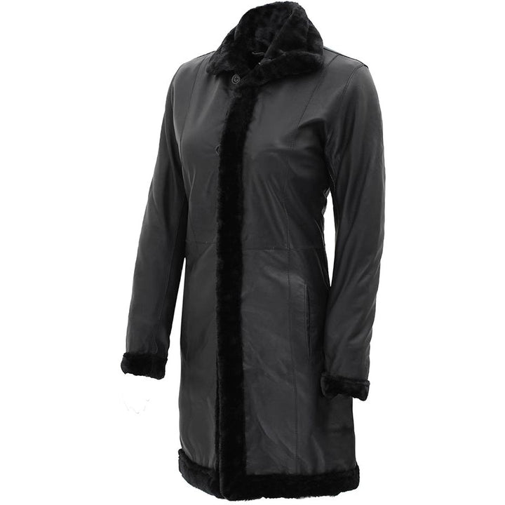 Women’s Vito Black Sheepskin Leather Coat