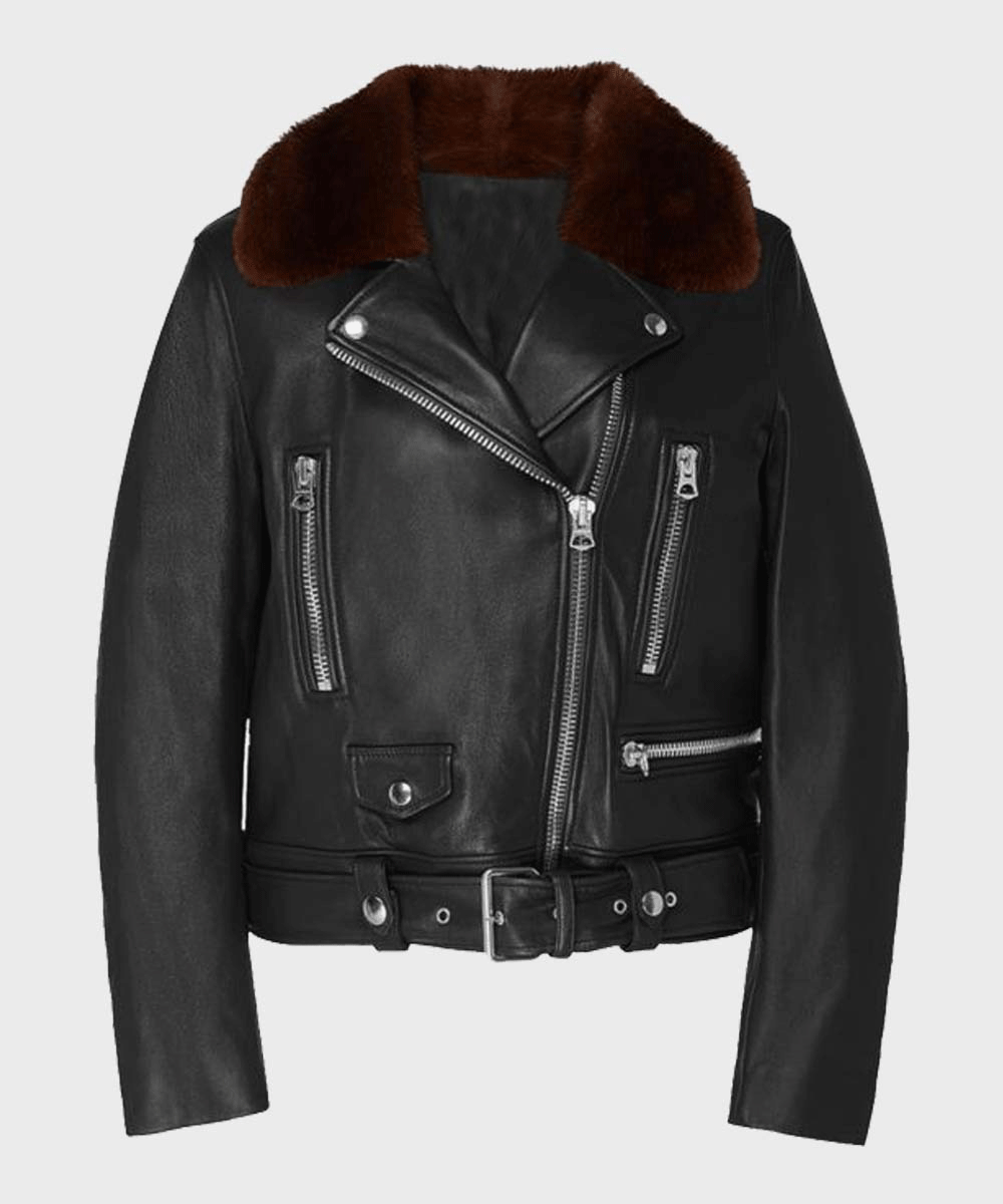 Women’s Yves Black Sheepskin Leather Jacket