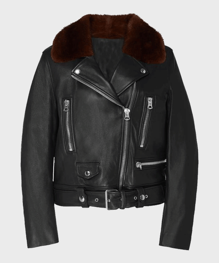 Women’s Yves Black Sheepskin Leather Jacket