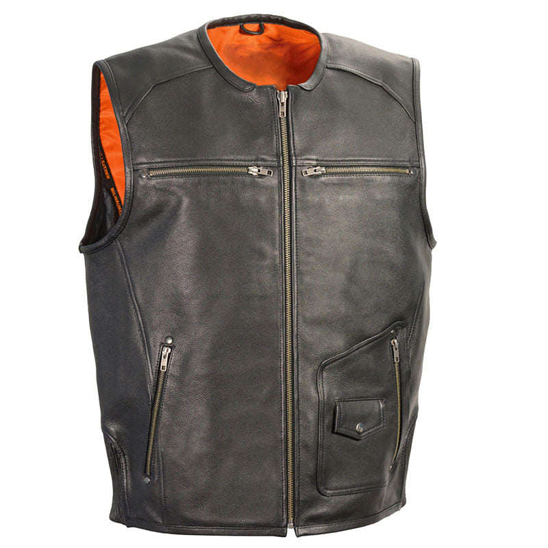 Men’s Kira Cowhide Leather Biker Vest