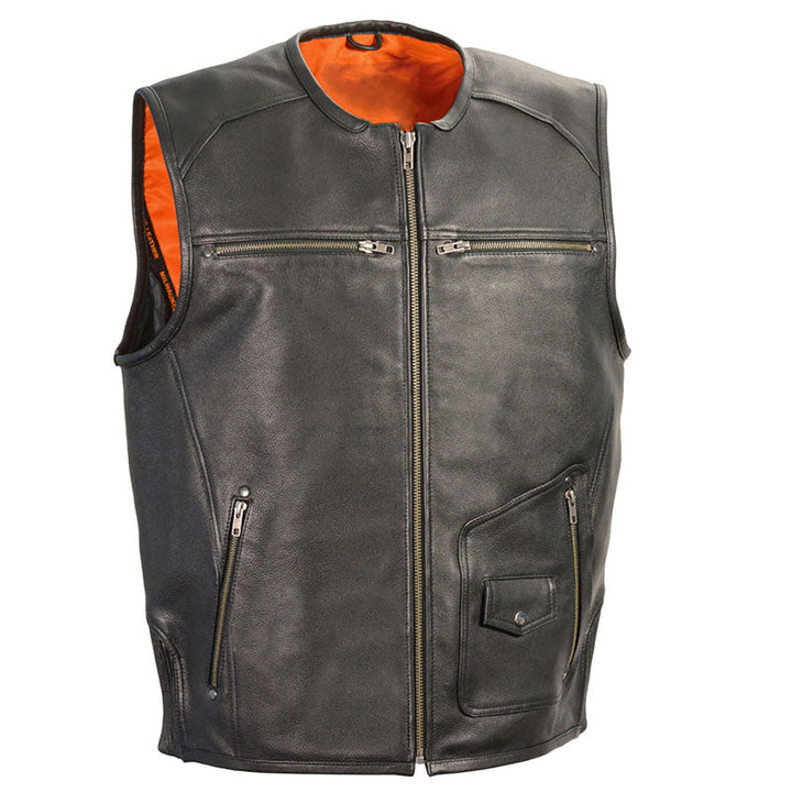 Men’s Kira Cowhide Leather Biker Vest
