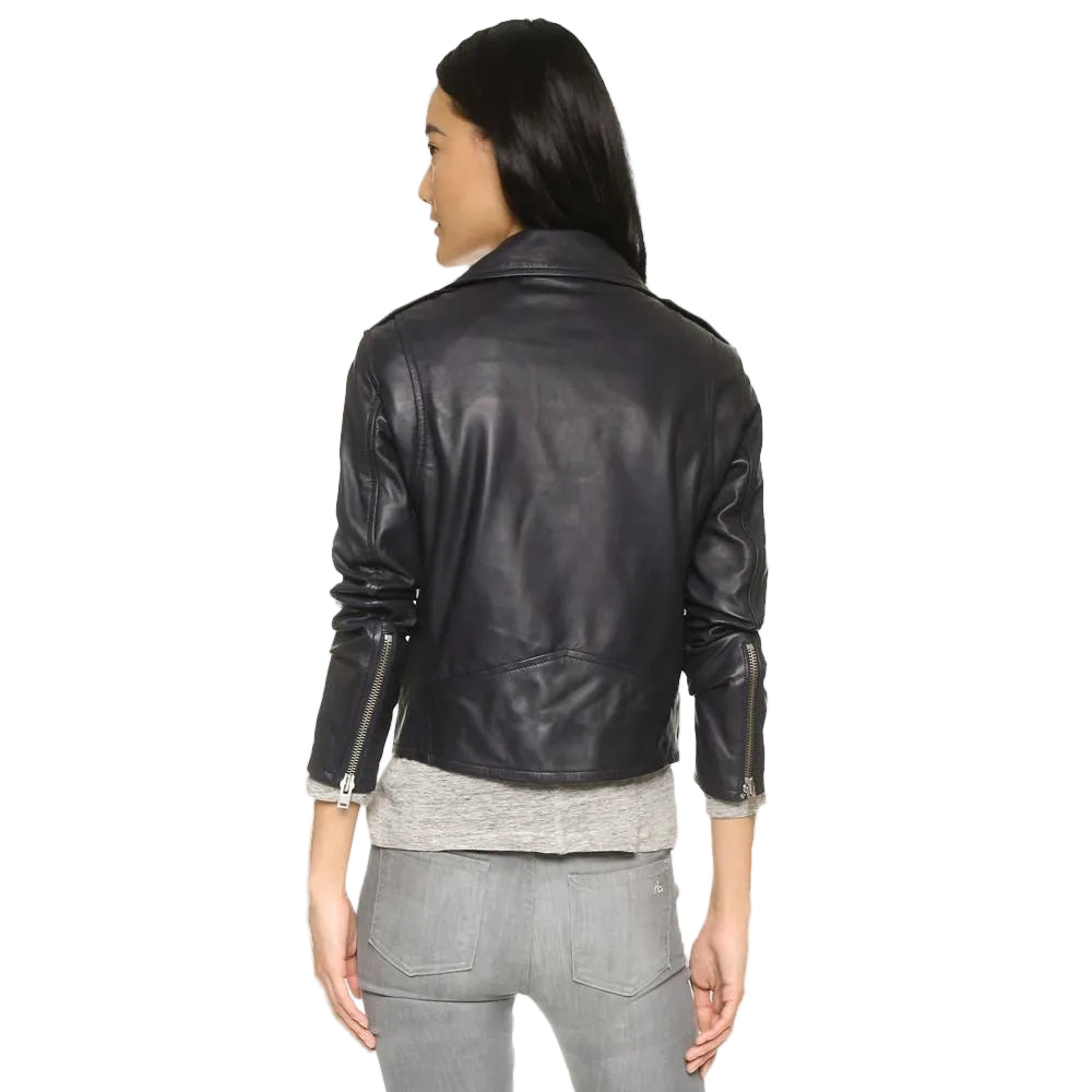 Women’s Zora Black Cowhide Leather Biker Jacket