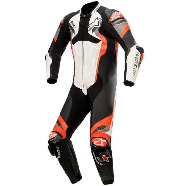 Alpinestars Atem V4 One Piece Leather Suit – White/Black/Red/Fluo Grey