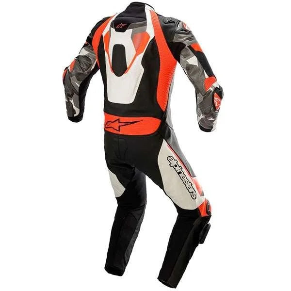 Alpinestars Atem V4 One Piece Leather Suit – White/Black/Red/Fluo Grey