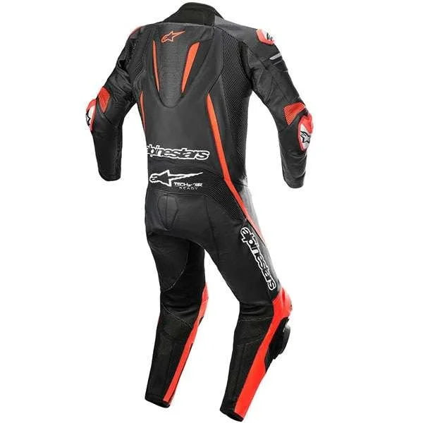 Alpinestars Fusion One Piece Leather Suit – Black/Red Fluo