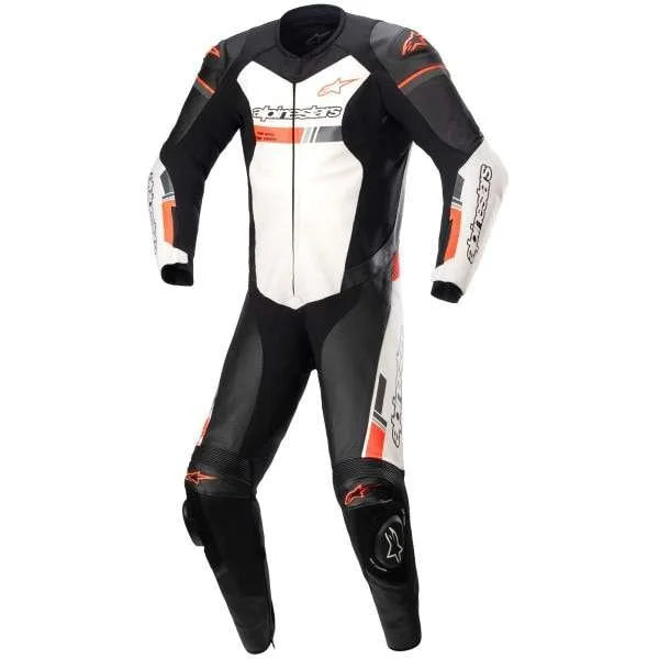 Alpinestars GP Force Chaser One Piece Leather Suit – Black/White/Red Fluo