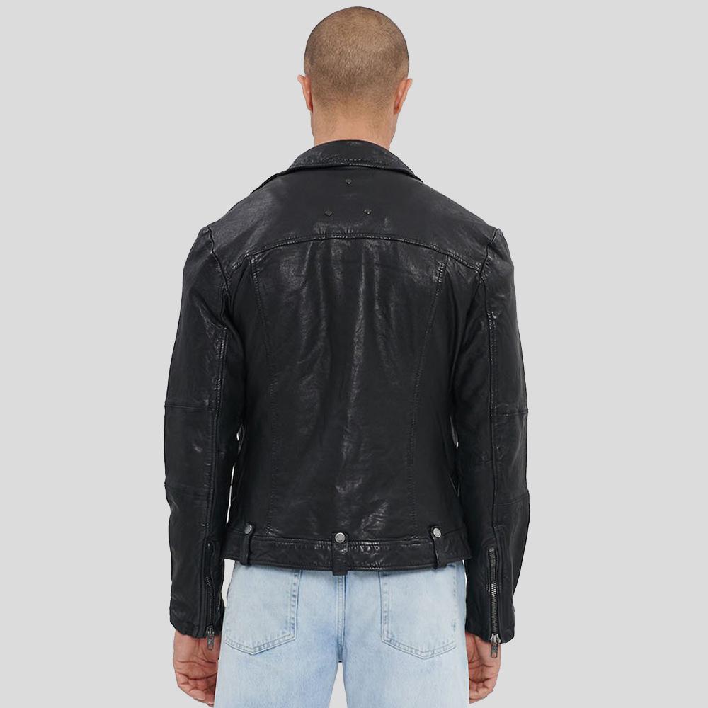Men’s Tessa Black Lambskin Leather Biker Jacket
