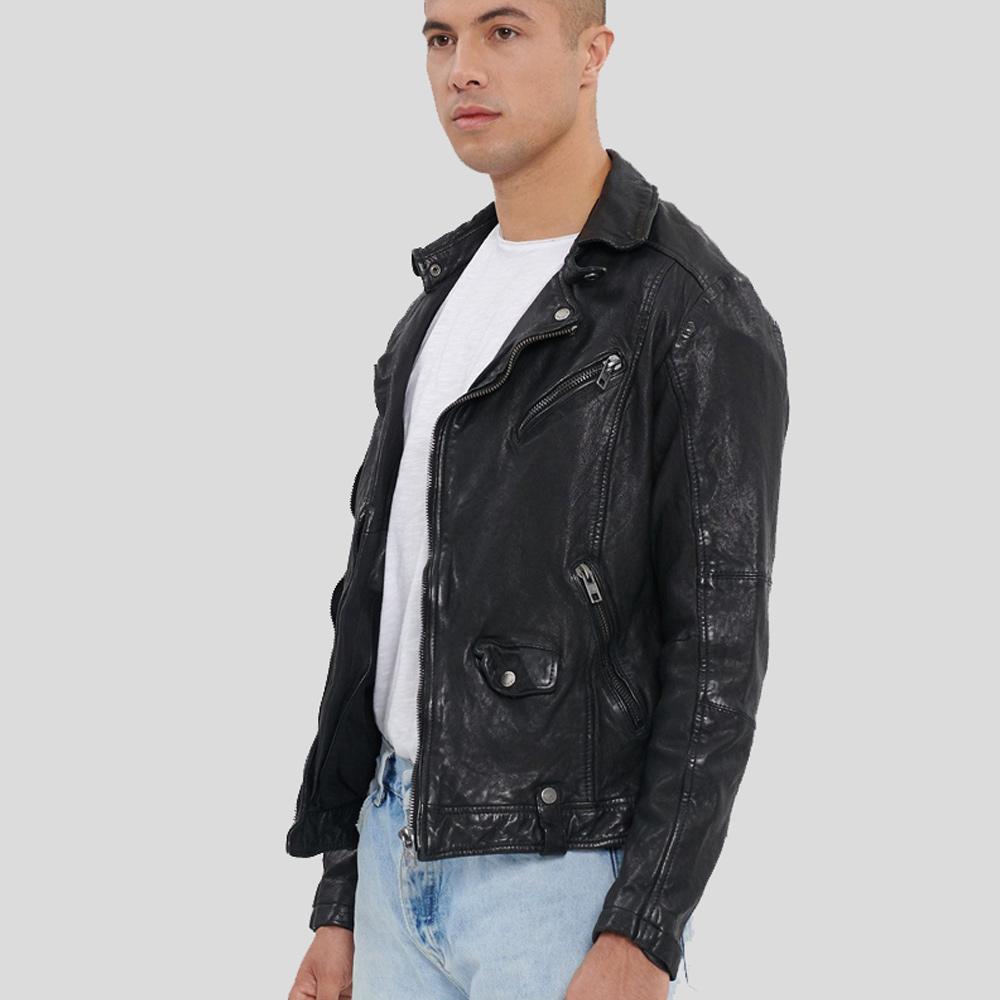 Men’s Tessa Black Lambskin Leather Biker Jacket