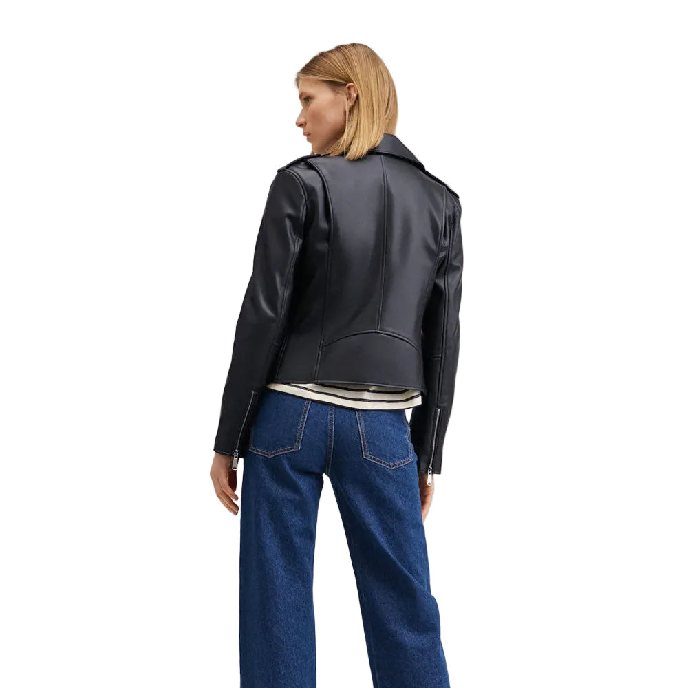 Women’s Weston Black Lambskin Leather Biker Jacket