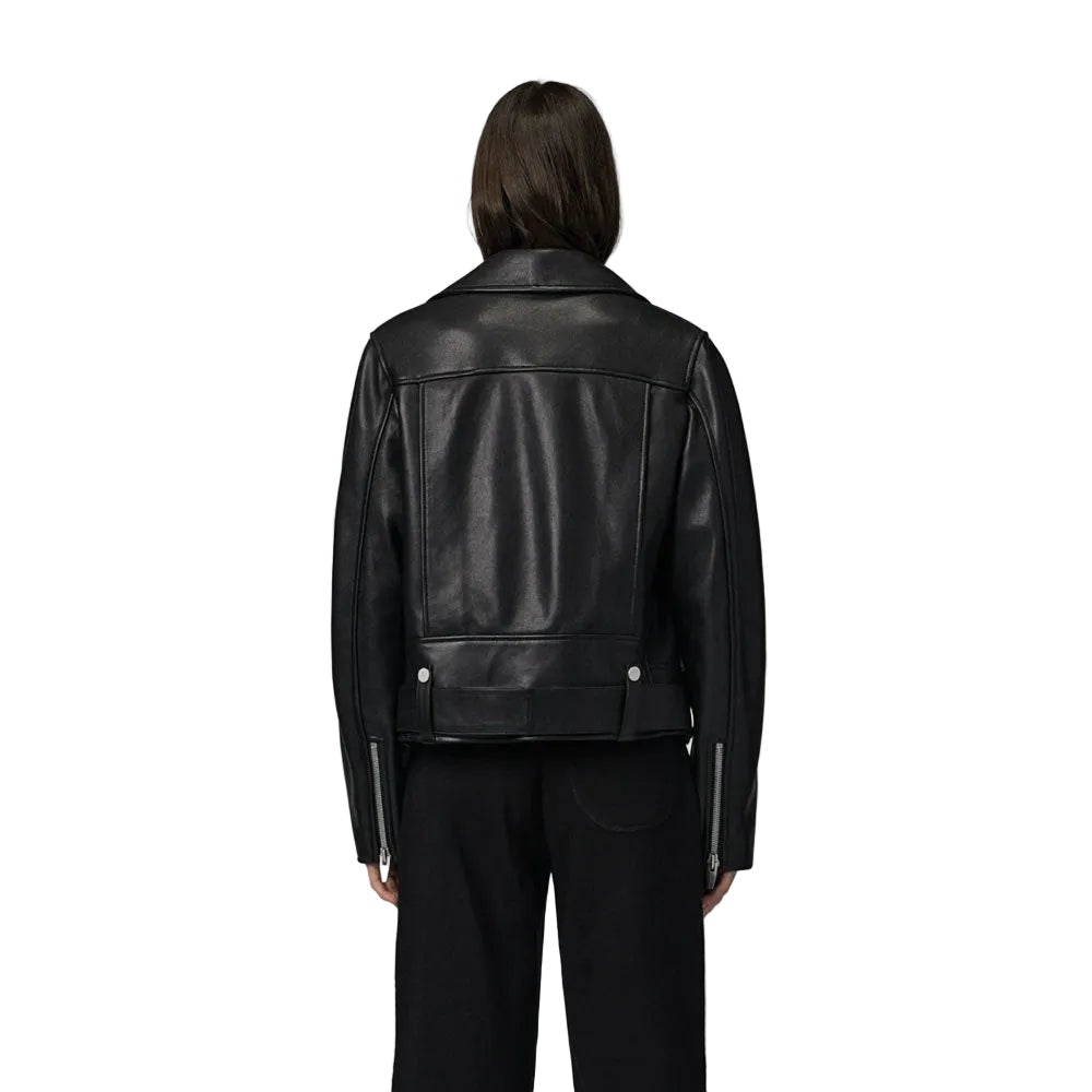 Women’s Harlow Black Lambskin Leather Biker Jacket
