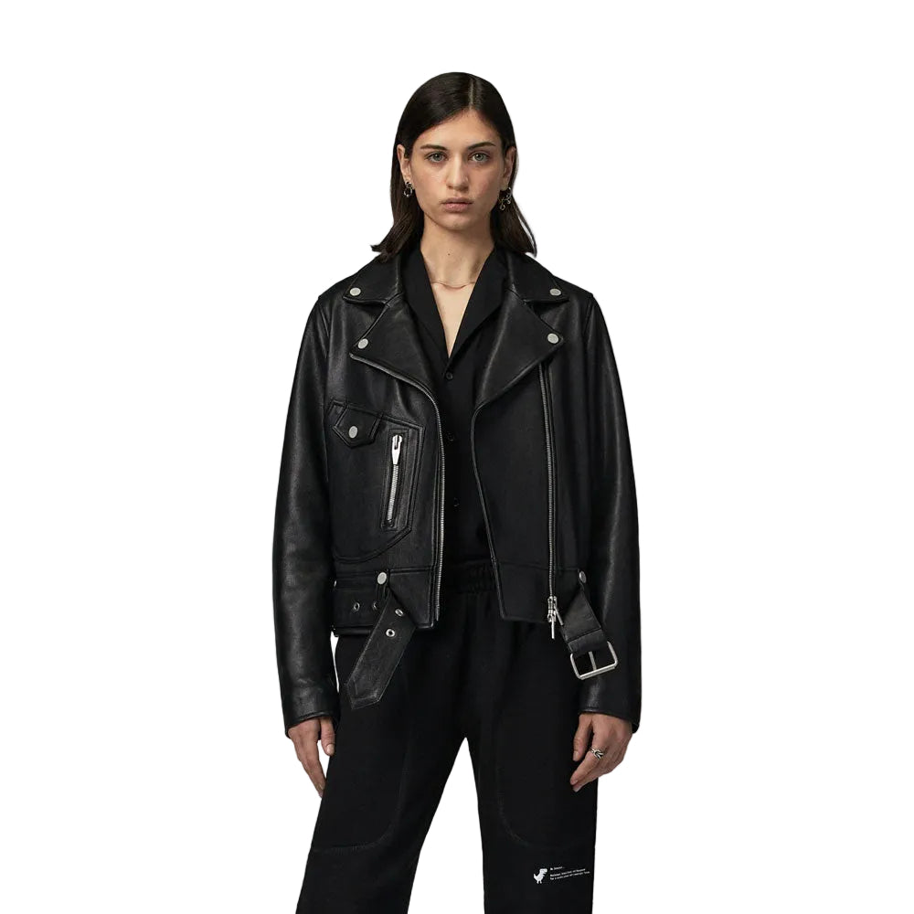 Women’s Harlow Black Lambskin Leather Biker Jacket