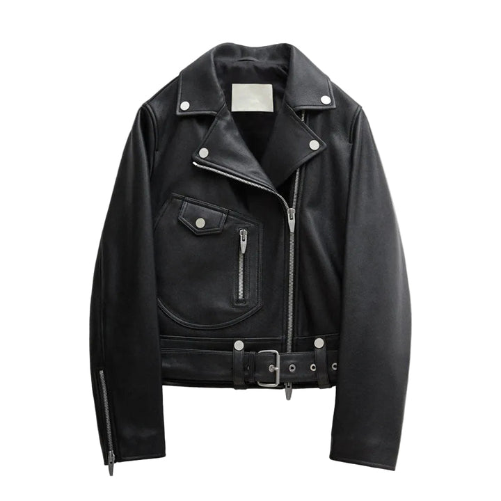 Women’s Harlow Black Lambskin Leather Biker Jacket