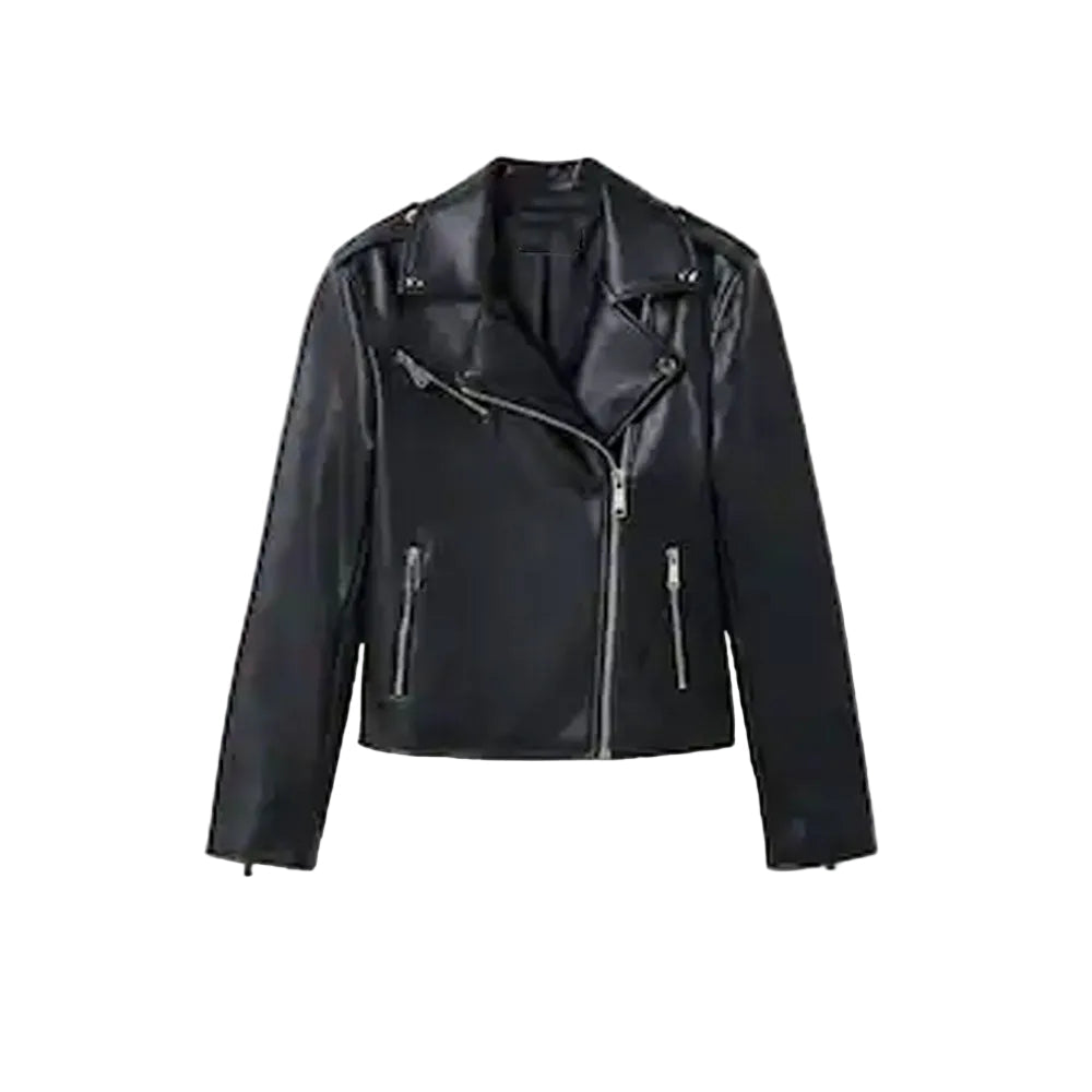 Women’s Weston Black Lambskin Leather Biker Jacket