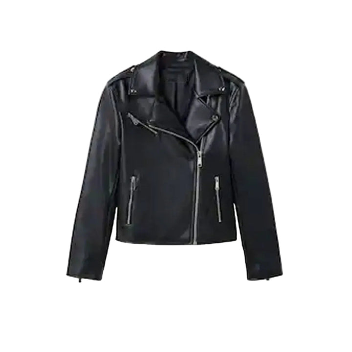 Women’s Weston Black Lambskin Leather Biker Jacket