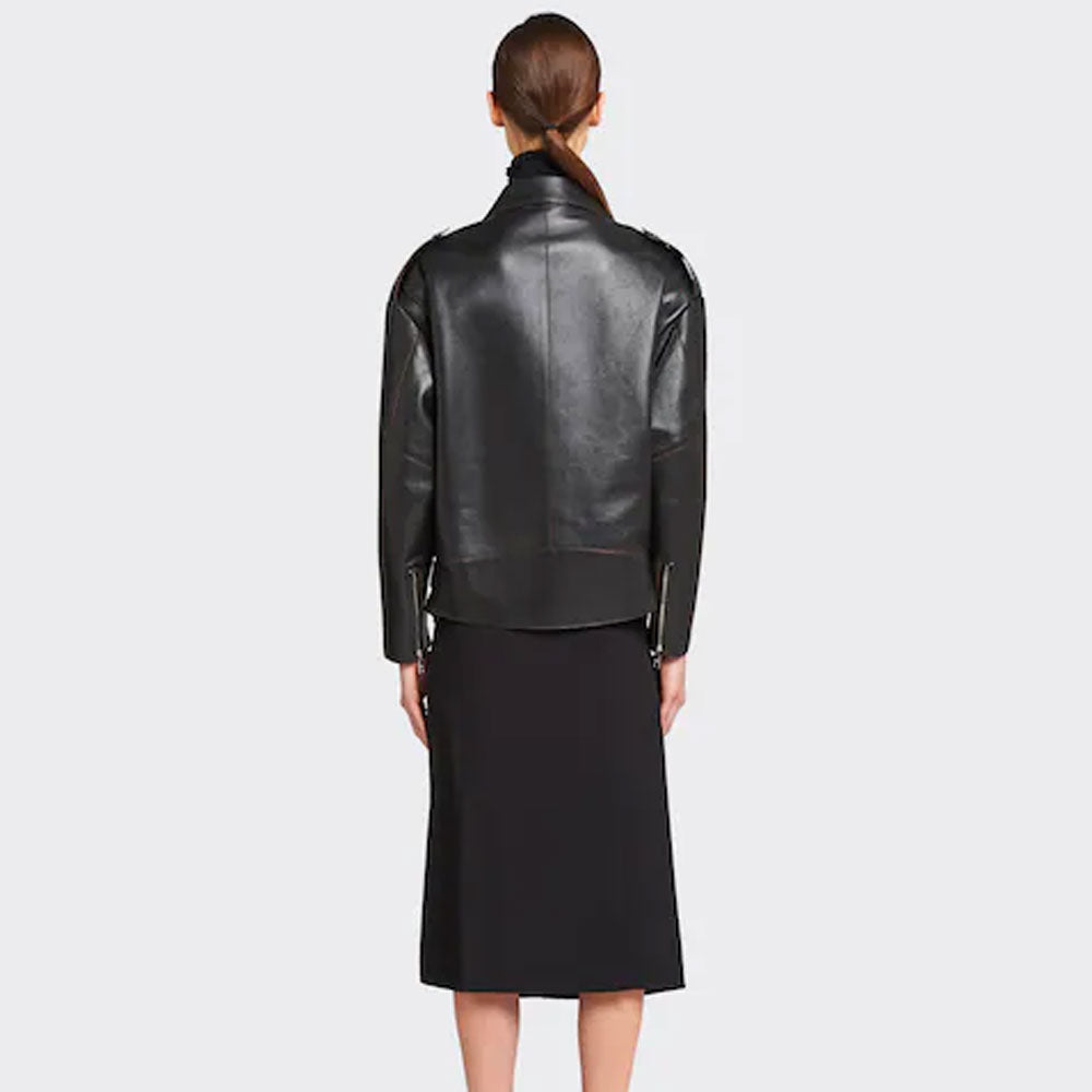 Women’s Farah Black Cowhide Leather Biker Jacket