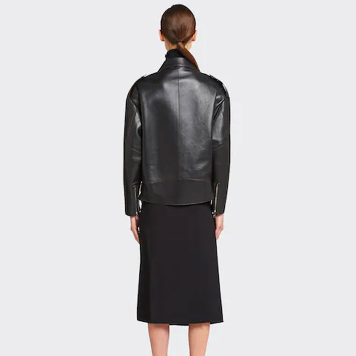 Women’s Farah Black Cowhide Leather Biker Jacket