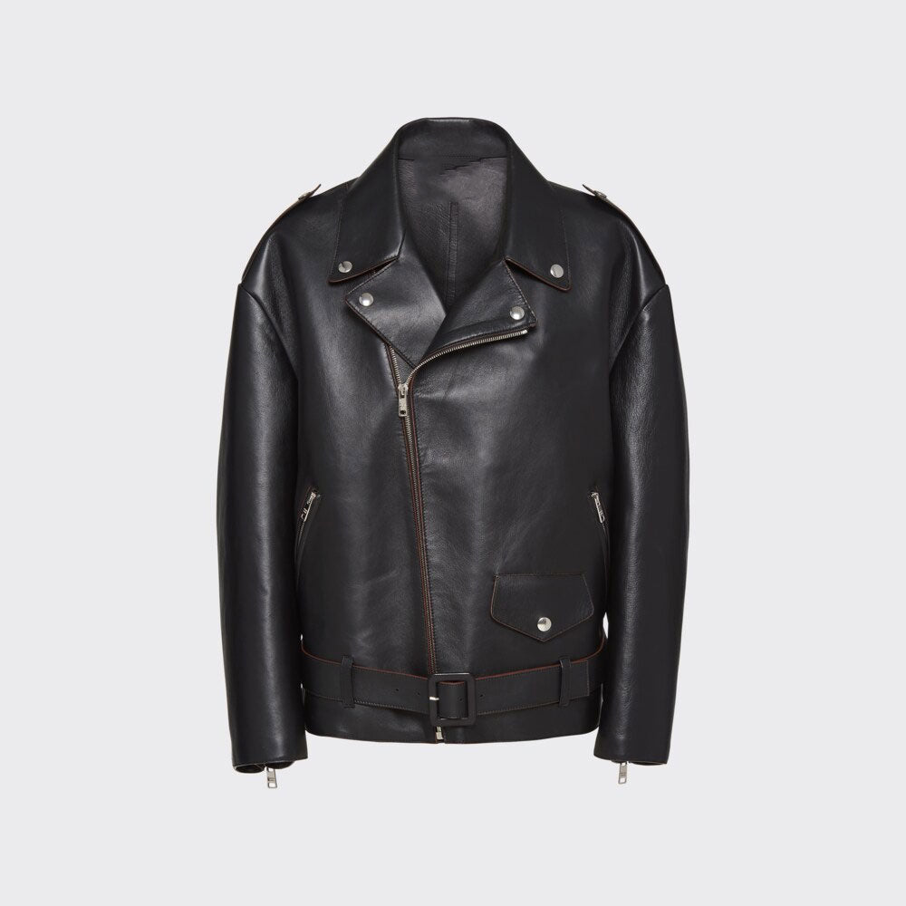 Women’s Farah Black Cowhide Leather Biker Jacket