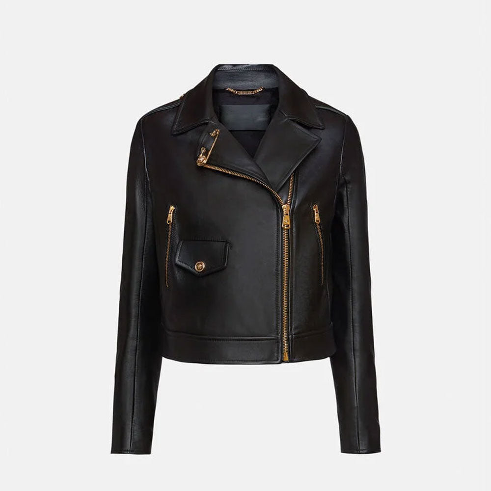 Women’s Dante Black Cowhide Leather Biker Jacket