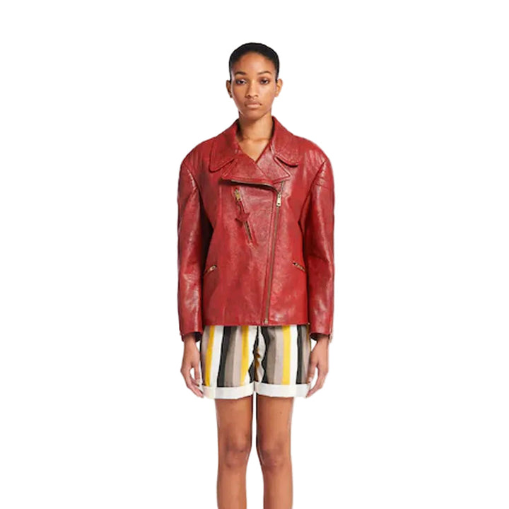 Women’s Flint Red Sheepskin Leather Jacket