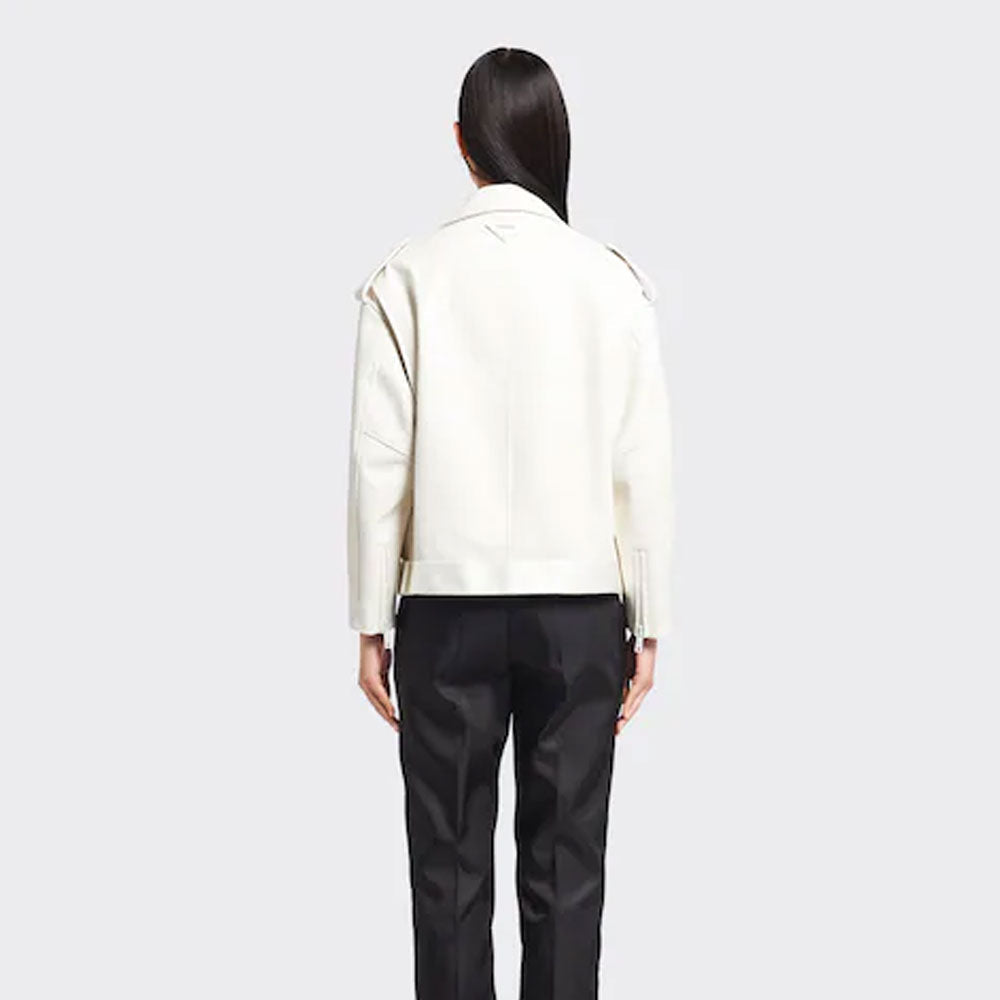 Women’s Valen White Cowhide Leather Biker Jacket