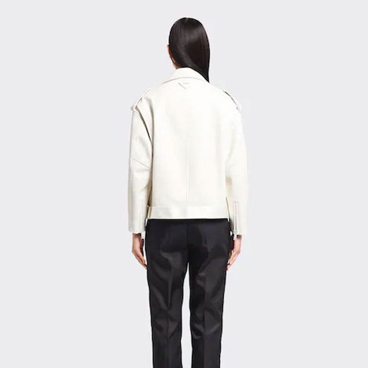 Women’s Valen White Cowhide Leather Biker Jacket