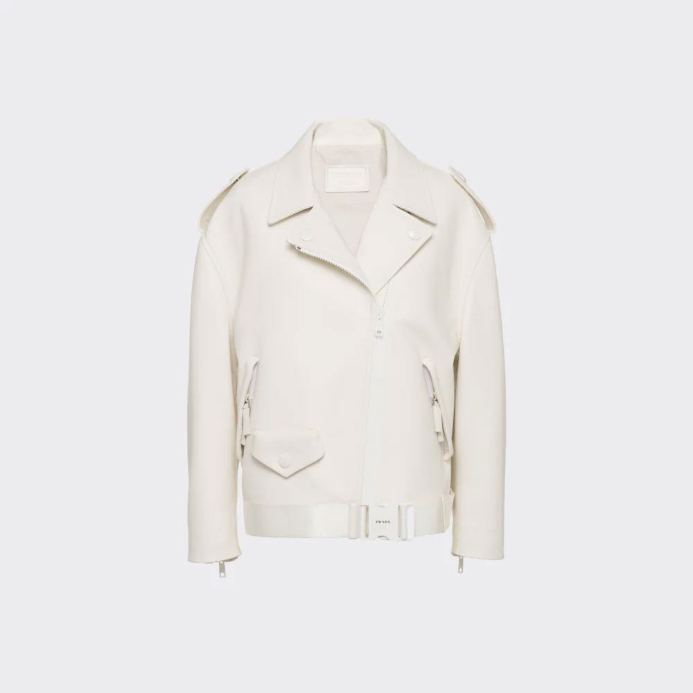 Women’s Valen White Cowhide Leather Biker Jacket