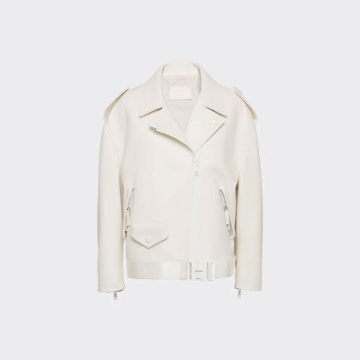 Women’s Valen White Cowhide Leather Biker Jacket
