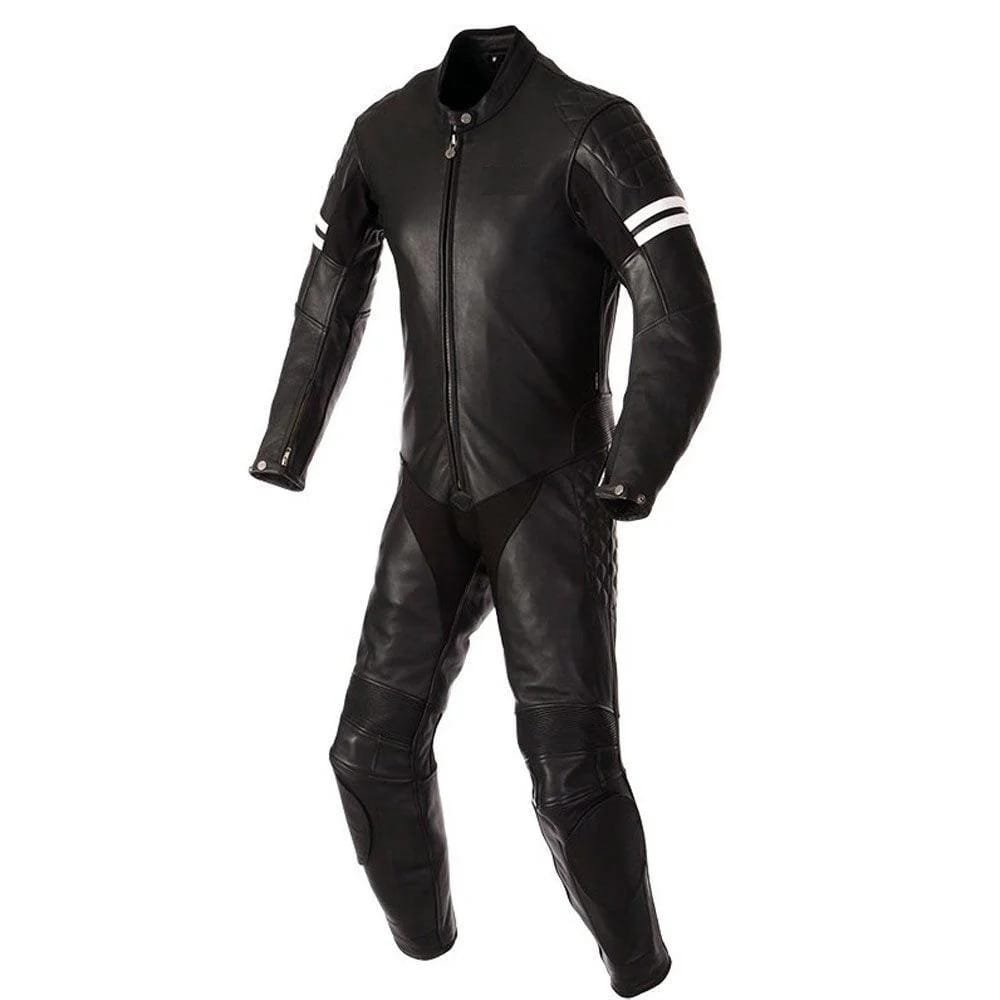 Men's Black Motorcycle Leather Suit