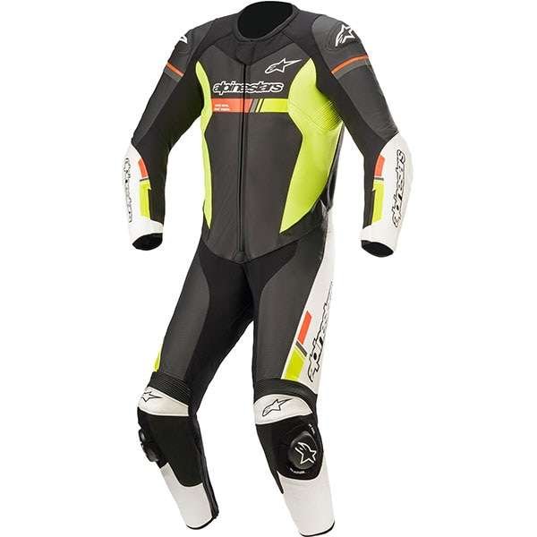 Alpinestars GP Force Chaser One Piece Leather Suit - Black/White/Red Fluo/Yellow Fluo